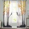 Forest Tree Bird Sheer Curtains For Living Room Bedroom Home Decor Kitchen Tulle For Windows Voile Drapes