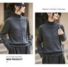 Women's Gray Loose Knit High Neck Long Sleeve Cardigan for Autumn/Winter 2025