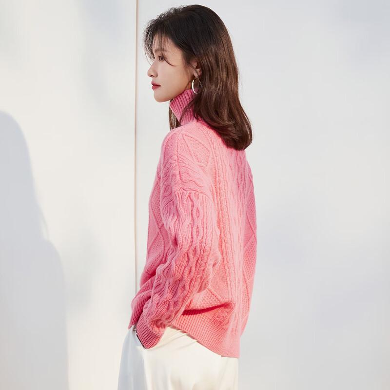 Women's 100% Thickened Merino Wool Turtleneck Cable Knit Sweater