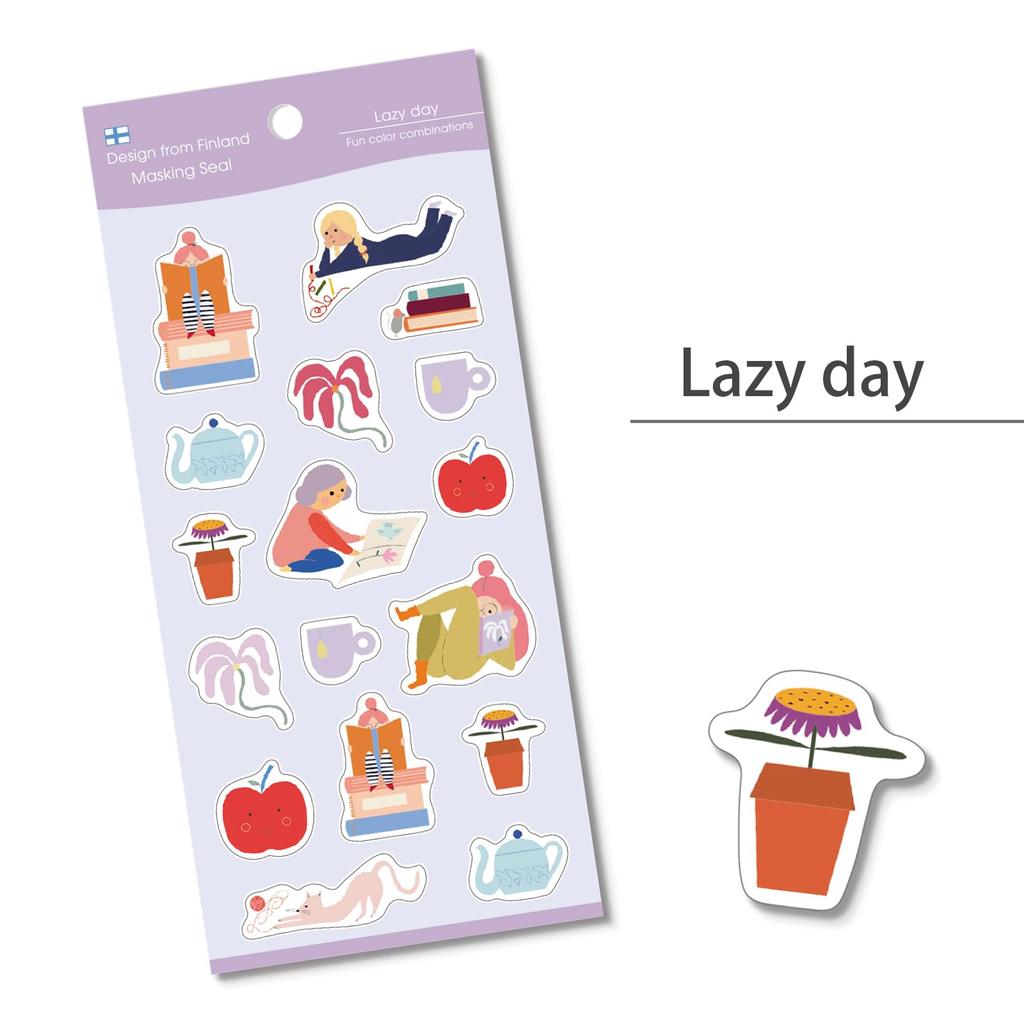 Kamiiso Sangyo Masking SAIEN Finland Heidi Lazy Garden Set of 9 x Made in 78002024 Stickers, (Garden, Autumn, Party, Day, Sweets, Letters), 6, Approx.
