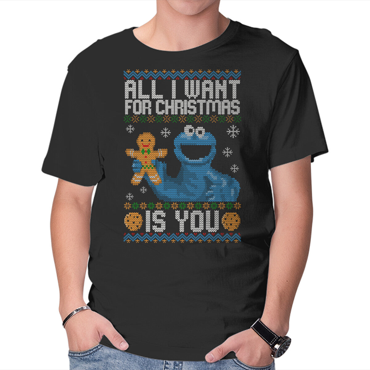 Unisex Crew Neck T-Shirt All I Want For Christmas Is You Graphic Short Sleeve Casual Tee S