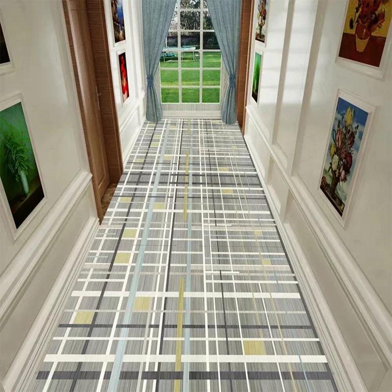 Modern Nordic Villa Long Carpet Runner Non-slip Washable for Corridor Hallway Hotel Living Room Decor