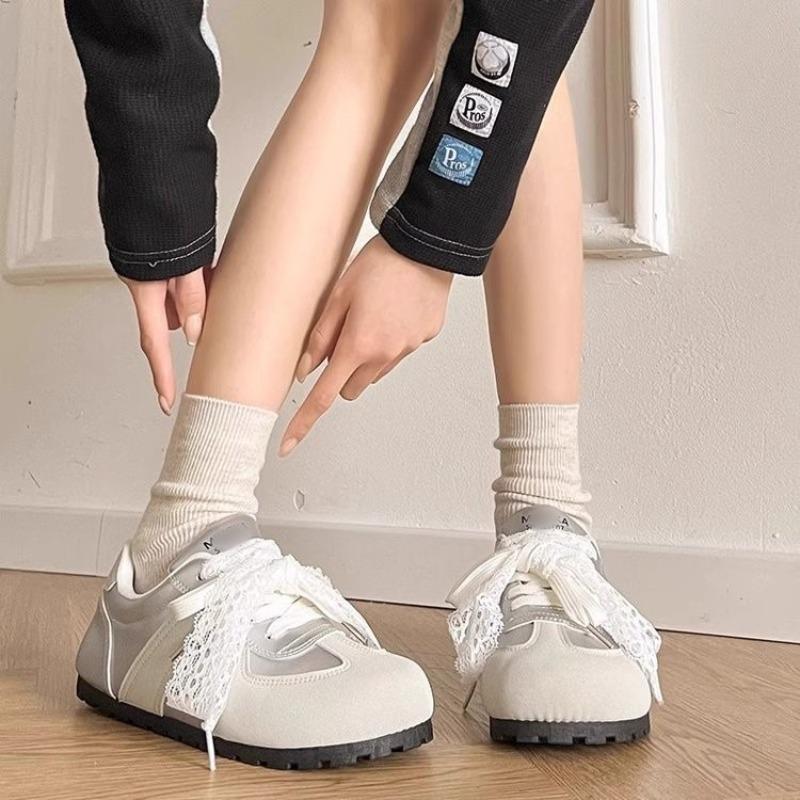 Women's Autumn New Ballet Shoes Lace Little White Shoes Niche Women's Shoes Versatile Casual Board Shoes
