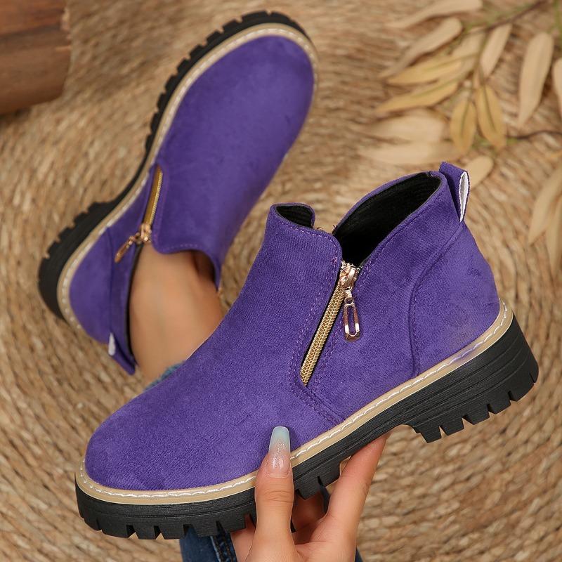 Large size casual short boots for women's autumn and winter new high-top casual side zipper fashion short boots for women