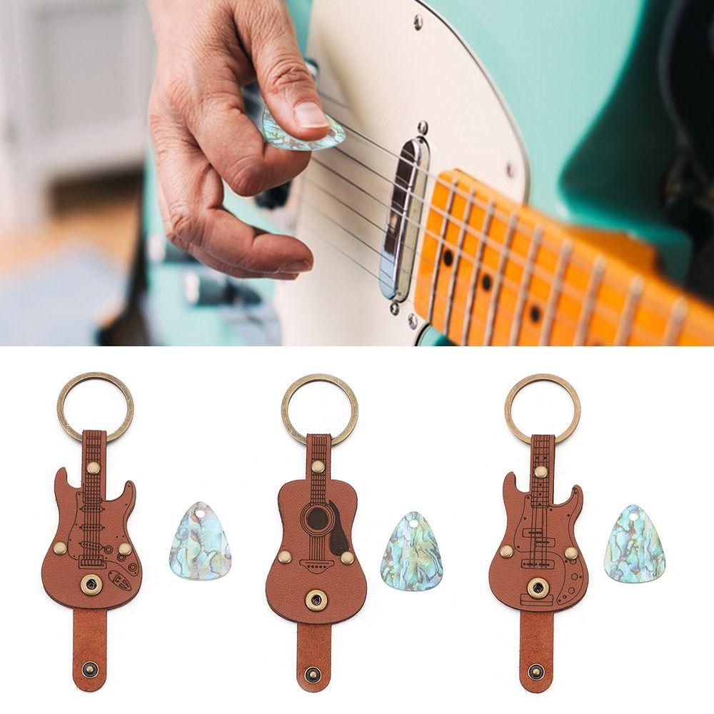 

PU Leather Guitar Plectrums Bag Exquisite Guitar Pick Keychain Pendant Musicians and Guitarists B