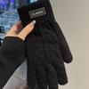 Korean Style Gloves for Men  Trendy Winter Warm and Cold proof Plus Velvet and Thickened Touch Screen Wool Knitted Cotton Gloves for Women and Couples