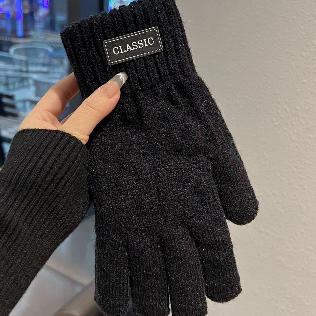 Korean Style Gloves for Men  Trendy Winter Warm and Cold proof Plus Velvet and Thickened Touch Screen Wool Knitted Cotton Gloves for Women and Couples