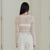 13Month Diamond Sheer Knit Cardigan (White)