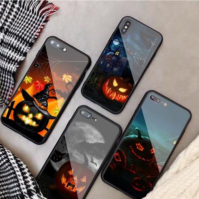 Pumpkin Tempered Glass Phone Case For Iphone 12 11 Pro Max 5 6 7 8 PLUS X XS XR XSMax Shell 12Pro Cover Shell