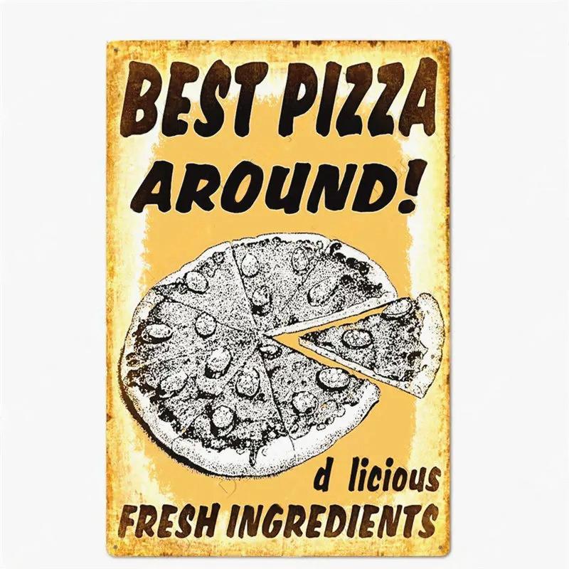 Great Food Vintage Metal Signs Pizza Zone Plaque Pub Bar Home Decoration Best Homemade Posters Italian Pizza Wall Art Plate