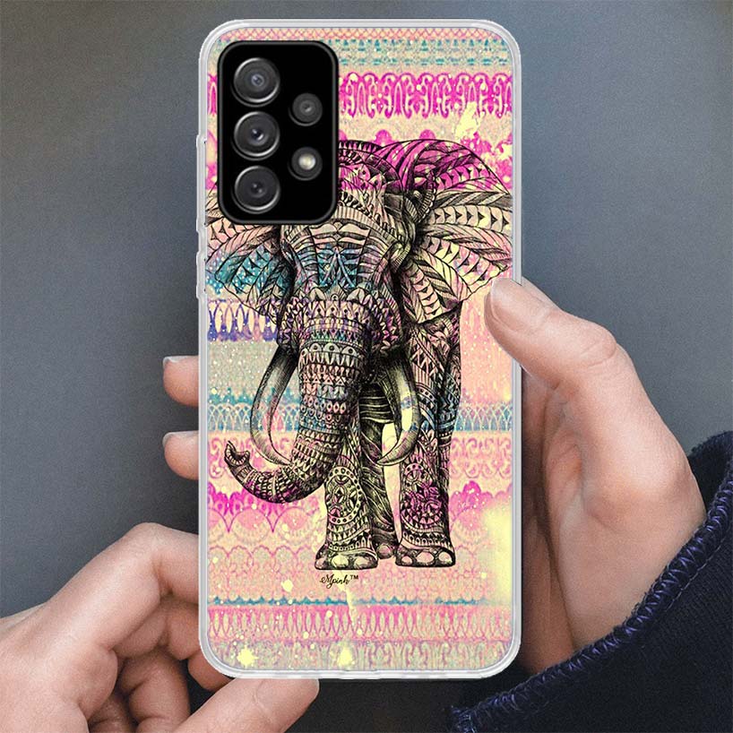 Elephant Mandala Aztec Phone Case For Samsung Galaxy A17 A16 A56 A15 A55 A14 A54 A13 A53 A36 A35 A34 A33 A26 A25 A24 A23 A05S A0