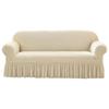 Universal Cream Seersucker Sofa Slipcover - Full Wrap, Four Seasons, One-Piece Protective Cover for Double & Triple Sofas