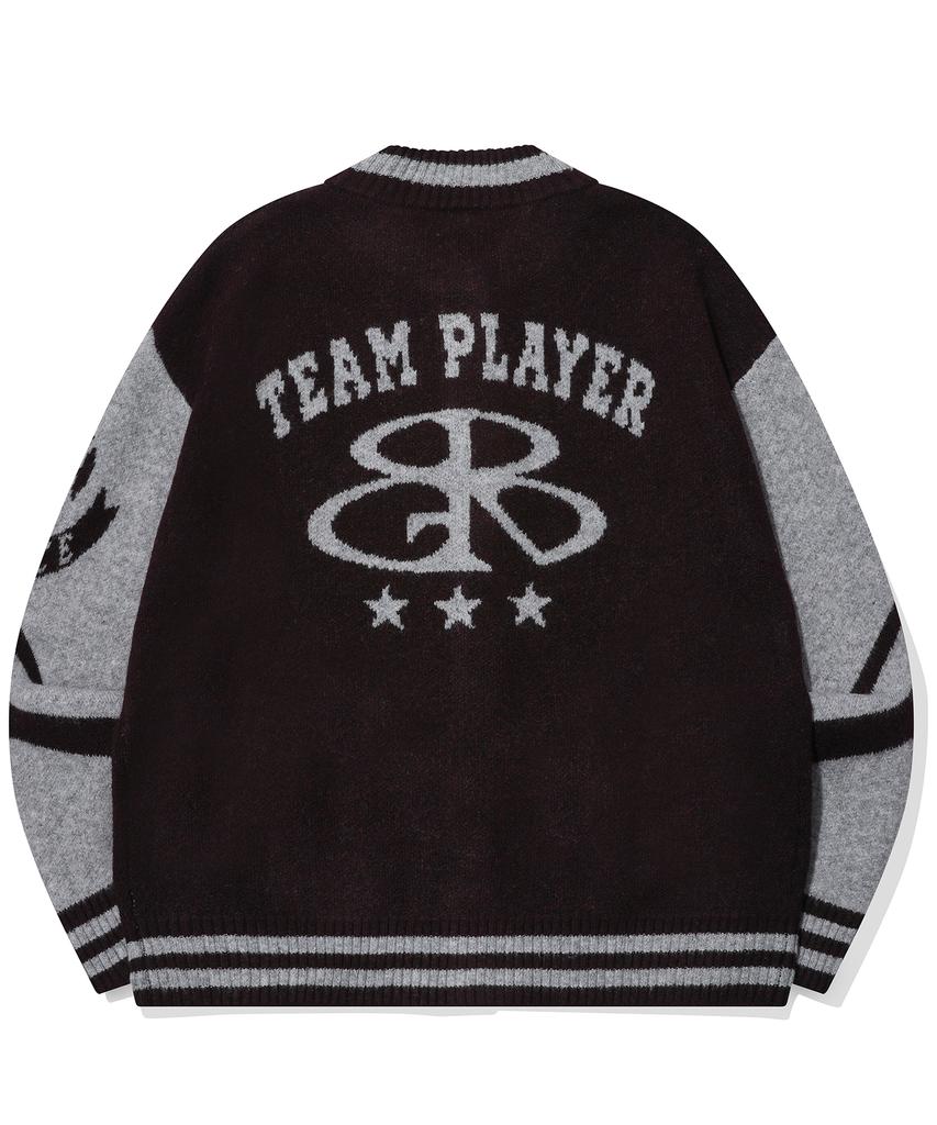 Cpgn Studio [2-Way] Varsity Snap Cardigan Burgundy