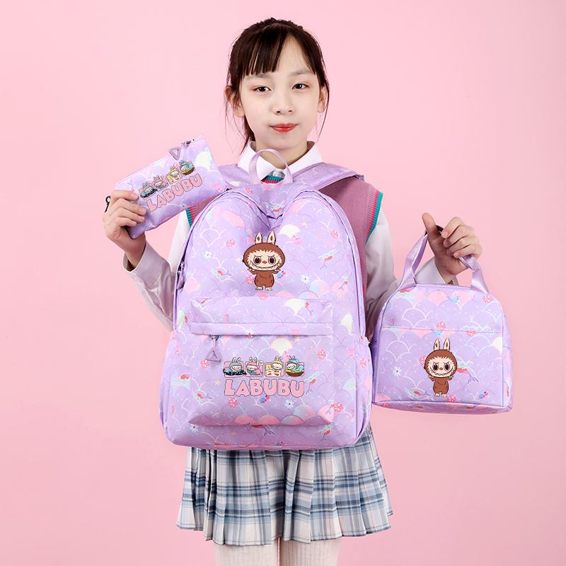 3Pcs/set Backpack for Girl School Teen Student Knapsack Women Rucksack with Lunch Bags Pencil Bag Fish Scale Style Bags