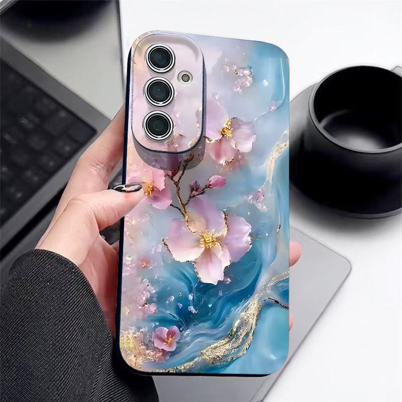 Marble Pattern Phone Case For Samsung S26 Ultra S25 Edge S24 S23 Plus S22 S21 FE A15 A16 A17 A35 A36 A54 A55 A56 A57 5G Leather Texture Soft Cover