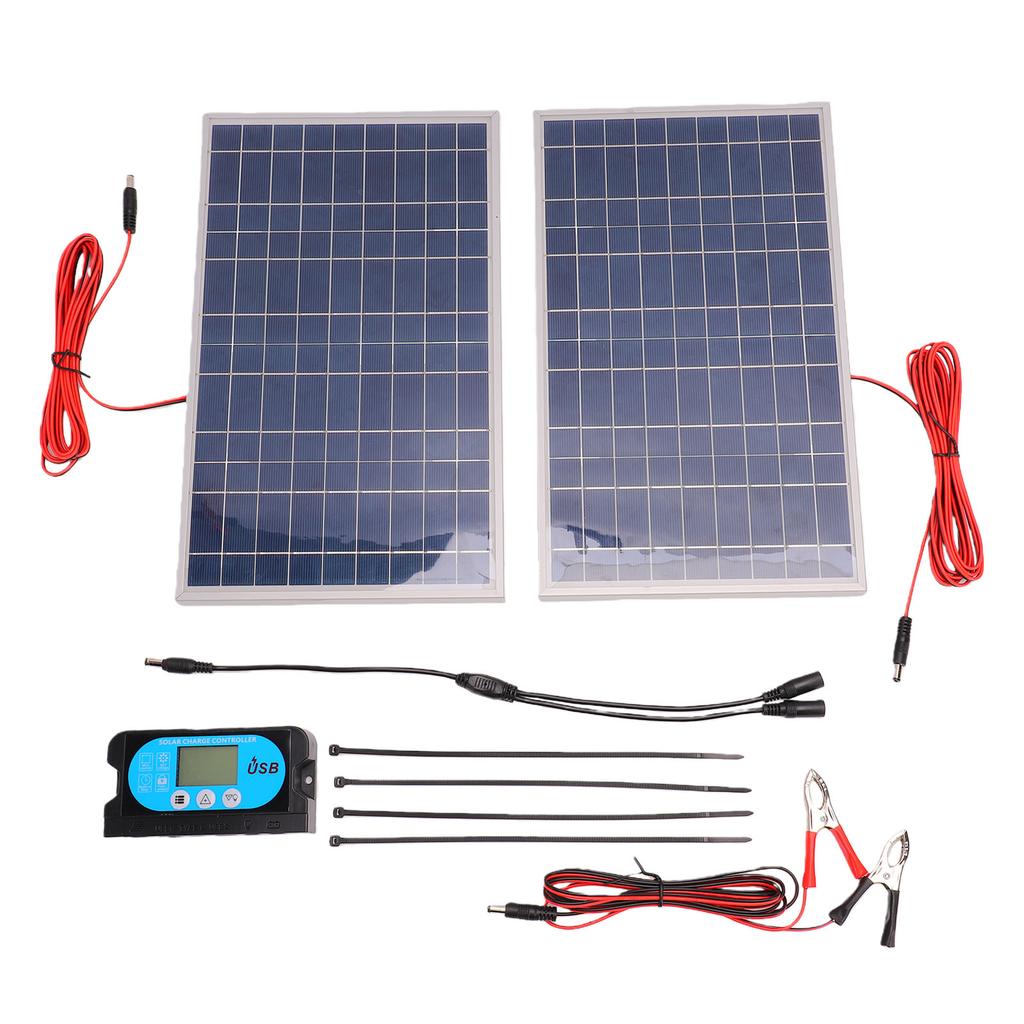 Solar Panel Kit 2pcs 40W Monocrystalline Solar Panel and 60A Charge Controller for Phone RV Boat Farm Roof Home Off