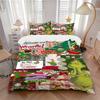 3Pcs Christmas Grinch Whoville Decorations Bedding Set Quilt Cover Pillowcase Home Christmas Xmas Halloween Gift 1 Duvet Cover 2 Pillowcase S921650