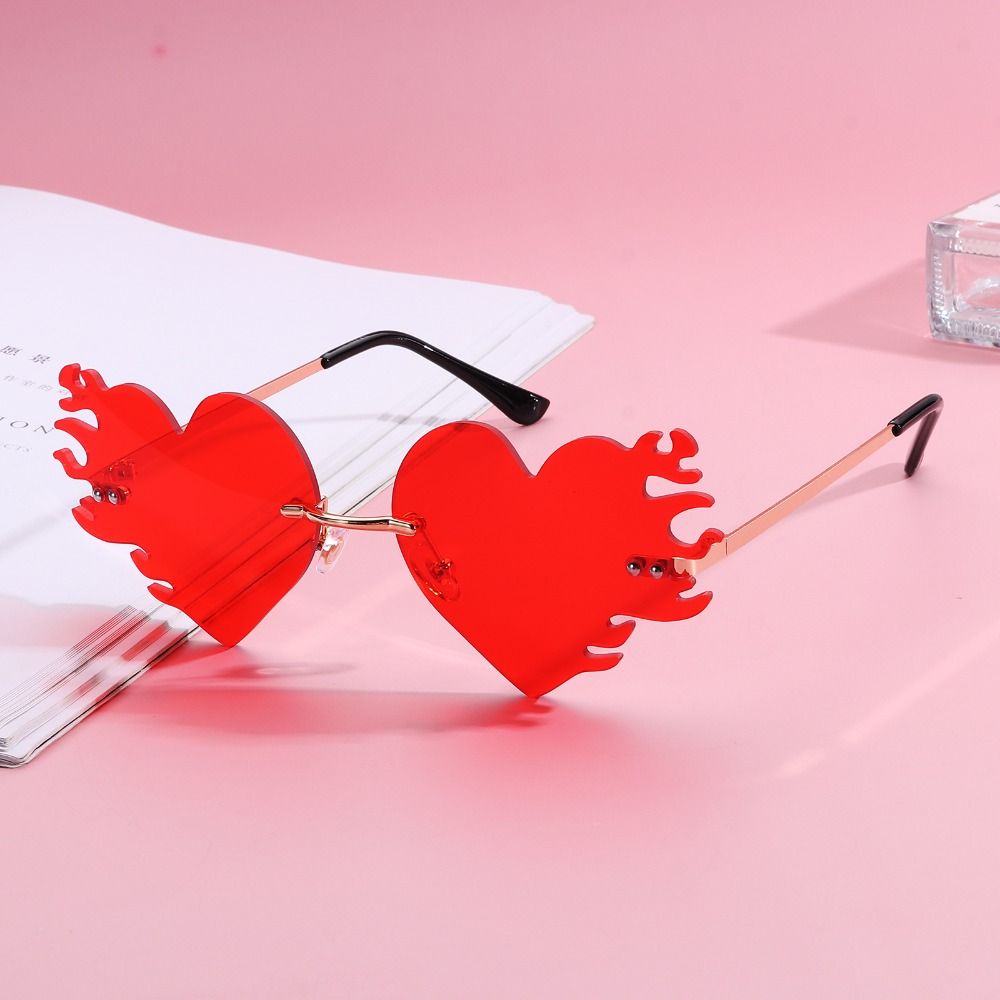 Randlose Flame Love Sonnenbrille UV400 Schutz Halloween Brille für Damen & Herren