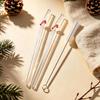 2Pcs Christmas Reusable High Borosilicate Glass Drinking Straws Set Set with 1Pc Brush Milk Shake Coffee Cocktail Straw Bar