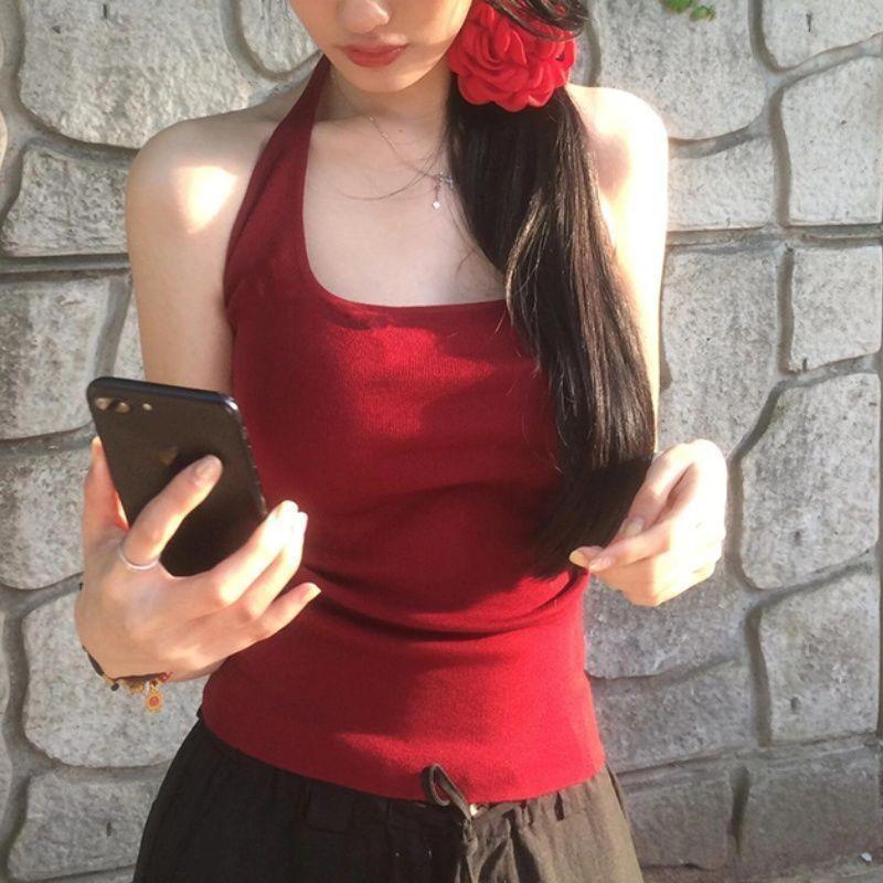 Backless Halter Top Camisole: Women s Strapless Summer Bra Tank L (95-115 jin)