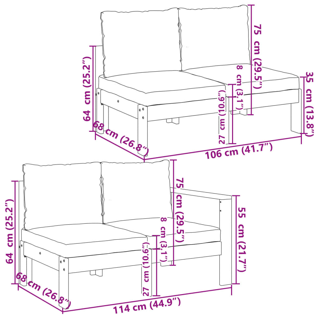 vidaXL 6 Piece Garden Sofa Set with Cushions Solid Acacia Wood