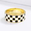 New Fashion Enamel Ring Chessboard Wide Ring Fashion Women with Personality Casual Jewelry
