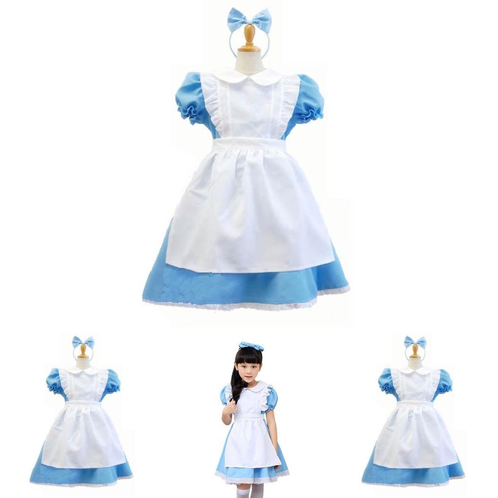 Vestido Bellamente Diseñado de Alicia en el País de las Maravillas con Mangas Abullonadas