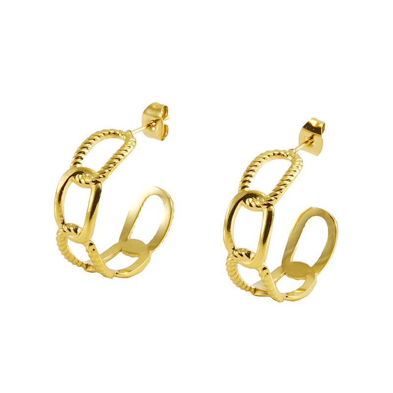 European & American Fashion 18k Gold Titanium Steel Geometric Hollow Stud Earrings for Women - Non-fading Stainless Steel Jewelry.