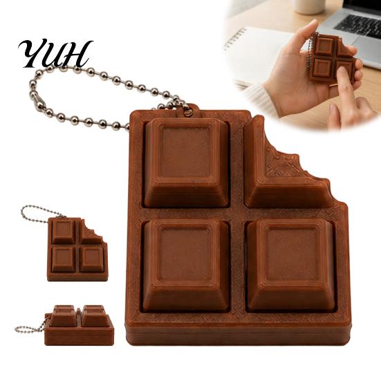 Sensory Toys for Adults Kids 3D Printed Chocolate Candy Bar Clicker Fidget Toy, Keyboard Shape Stress Reliever Keychain, Office Desk Relief Toy Kids,