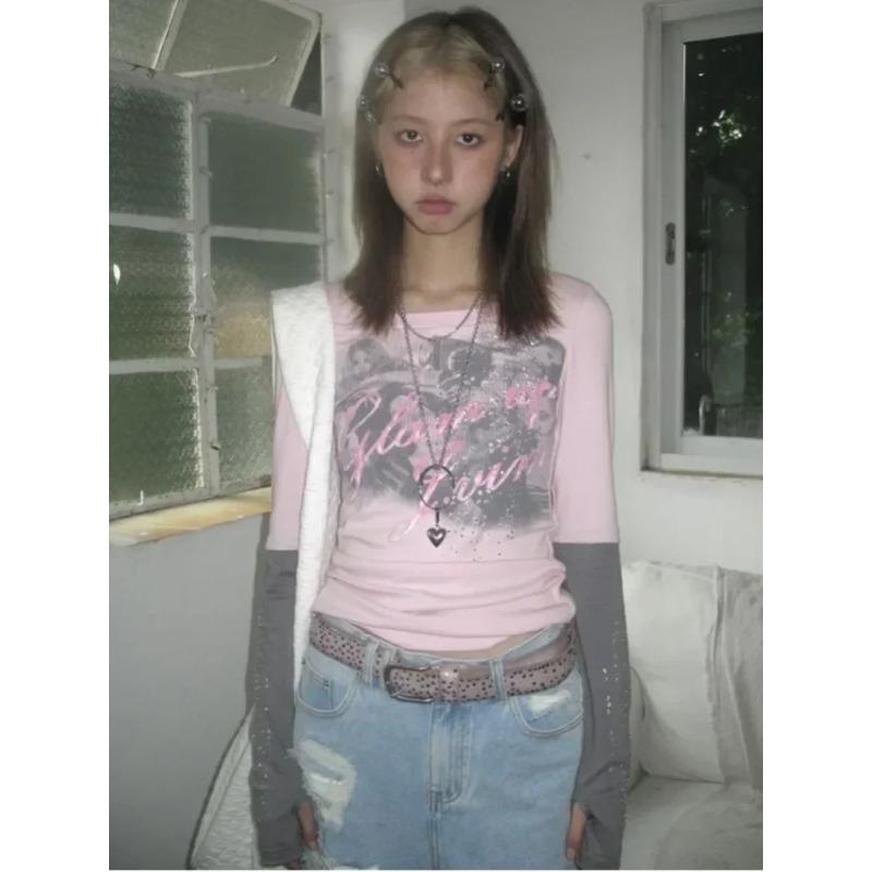 

Deeptown Trashy Y2k розовые укороченные футболки женские 90-х годов винтажный топ с графическим рисунком американские ретро эстетические футболки 2000-х годов гранж одежда в стиле Харадзюку S розовый