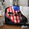 1pc Patriotic Skull Blanket, Lightweight Flannel Blanket For Sofa, Bed, Travel, Camping, Living Room, Office, Couch, Chair228