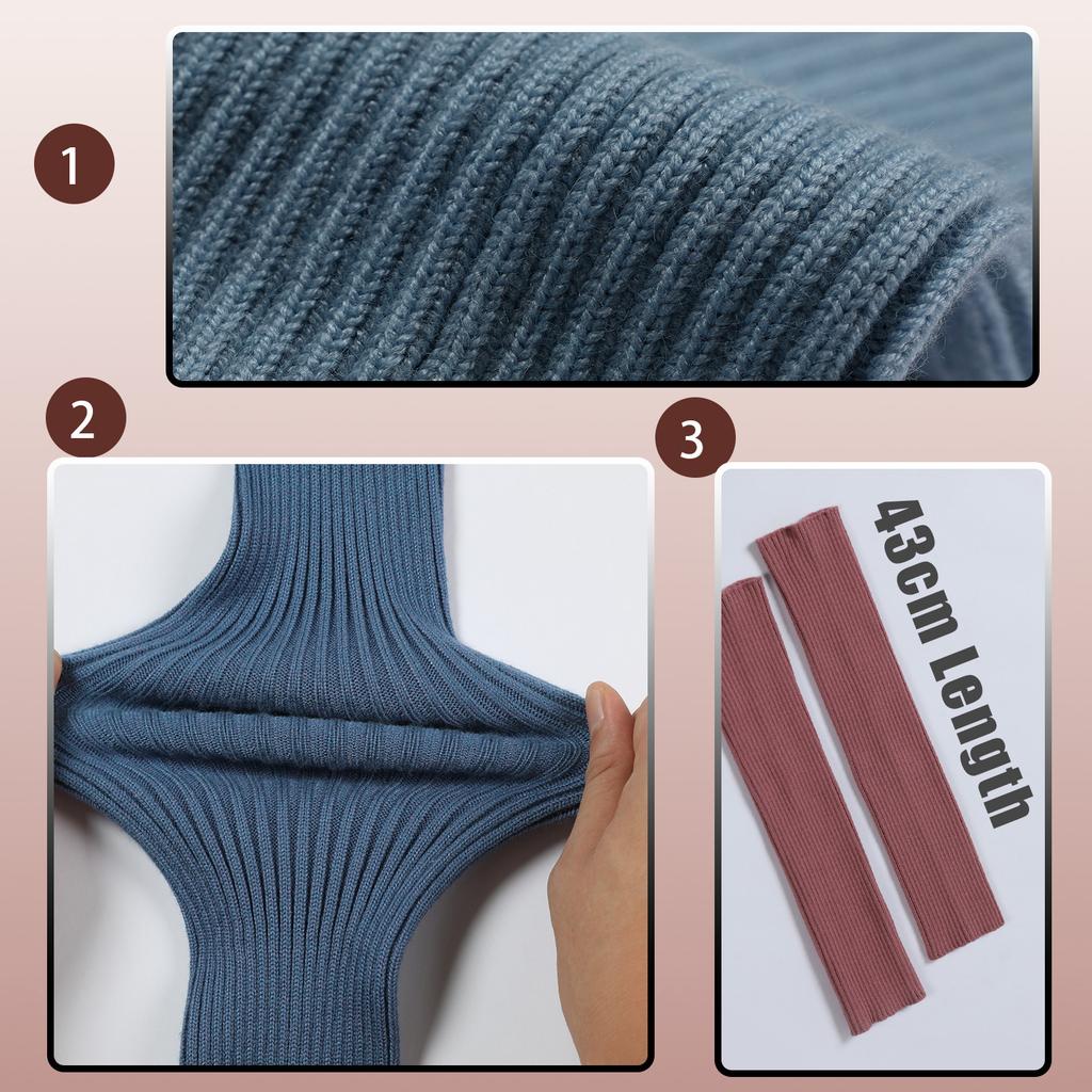 Women Ribbed Knit Leg Warmers, Slouchy Knee High Boot Cuffs, Stretch Knitted Leg Covers for Yoga Ballet Dance Fitness Autumn Winter