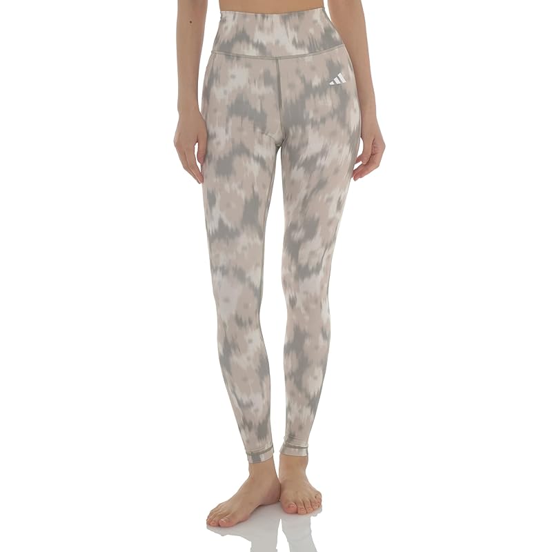 

[Adidas] sports tights Optime Essentials Allover print flower tie dye leggings JSD15 ladies Wonder Beige/Silver Pebble (IK5447) J/XL