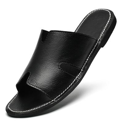 Men's Genuine Leather Slippers 2025Summer New Casual Sports Slippers Outdoor Non-slip Flat Slippers for Men Comfort Beach Slides
