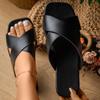 Fashion Women's Slippers 2025 New Fashion Summer Non-smooth Flat Sandals Cross Belt Roman Flip Flops Women's Shoes Zapatos De Mujer