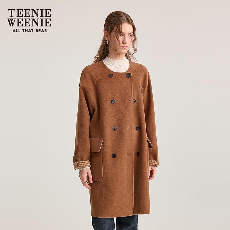 Teenie Weenie Women's Wool Blend Scarf Collar Overcoat