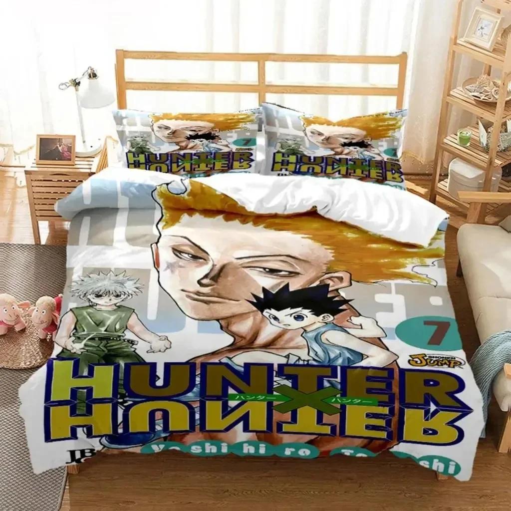 Anime HUNTER HUNTER Bedding Set Printed Bed Set With Pillowcase Bed Duvet Cover Soft Single Double Queen Super King Size
