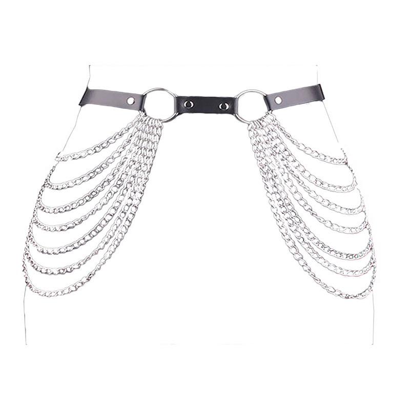2024 Fashion PU Leather Multi-Layer Tassel Waist and Body Chain Jewelry