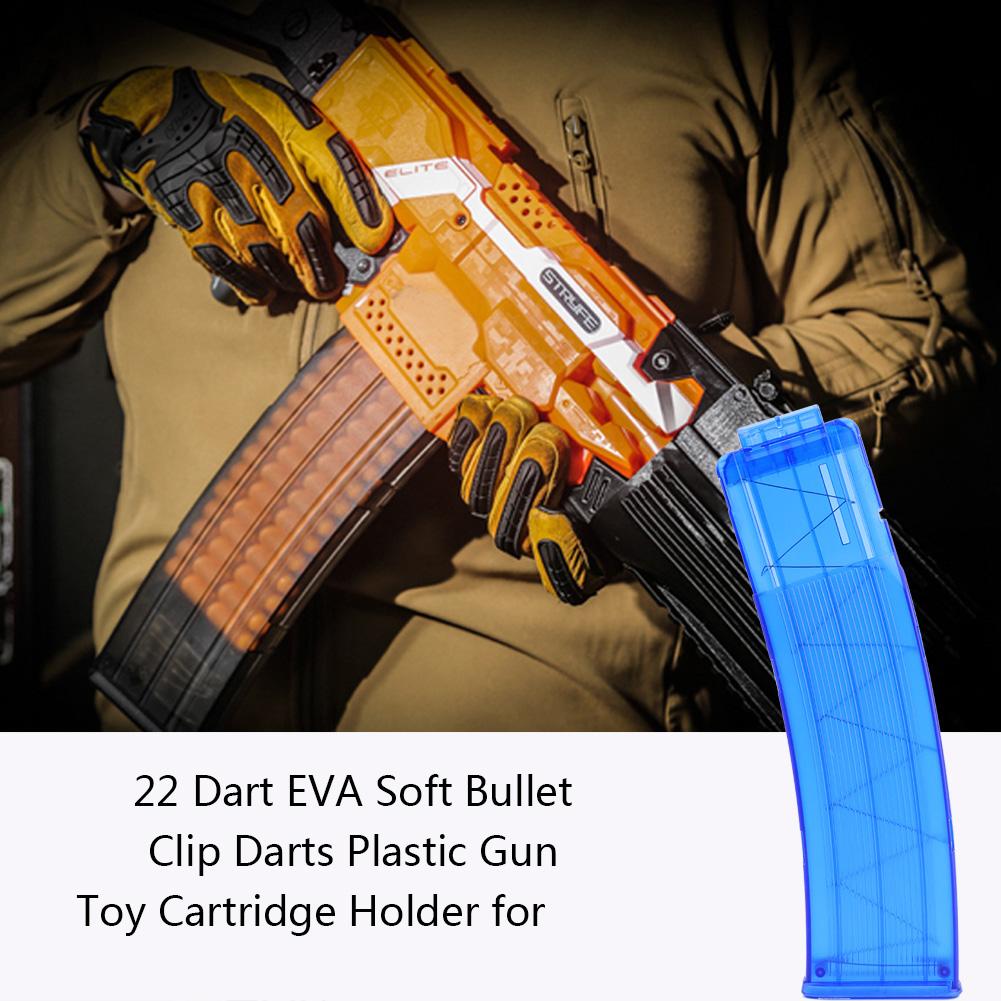 22 Dart EVA Soft Bullet Clip Darts Plastic Gun Toy Cartridge Holder (Blue)