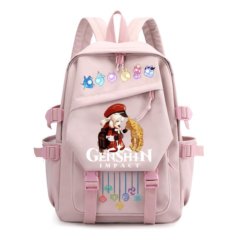 Mochila Escolar Estudante Viagem Caderno Presente para Crianças Bolsa Genshin Impact