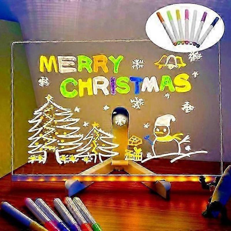 LED Drawing Board with Colors, Acrylic Dry Erase Board with Light, Luminous Acrylic Board, Lighted Dry Erase Board with Stand As Glow