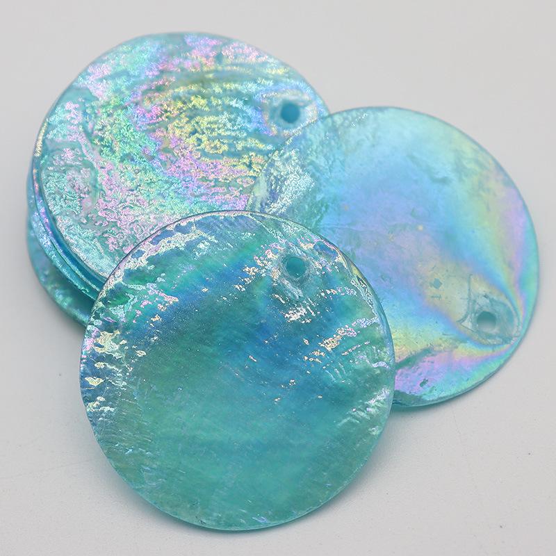 Natural Single Hole Mother-of-Pearl Shell for DIY Painting Wedding Decor, Spray-Painted Round Piece for Door Curtains