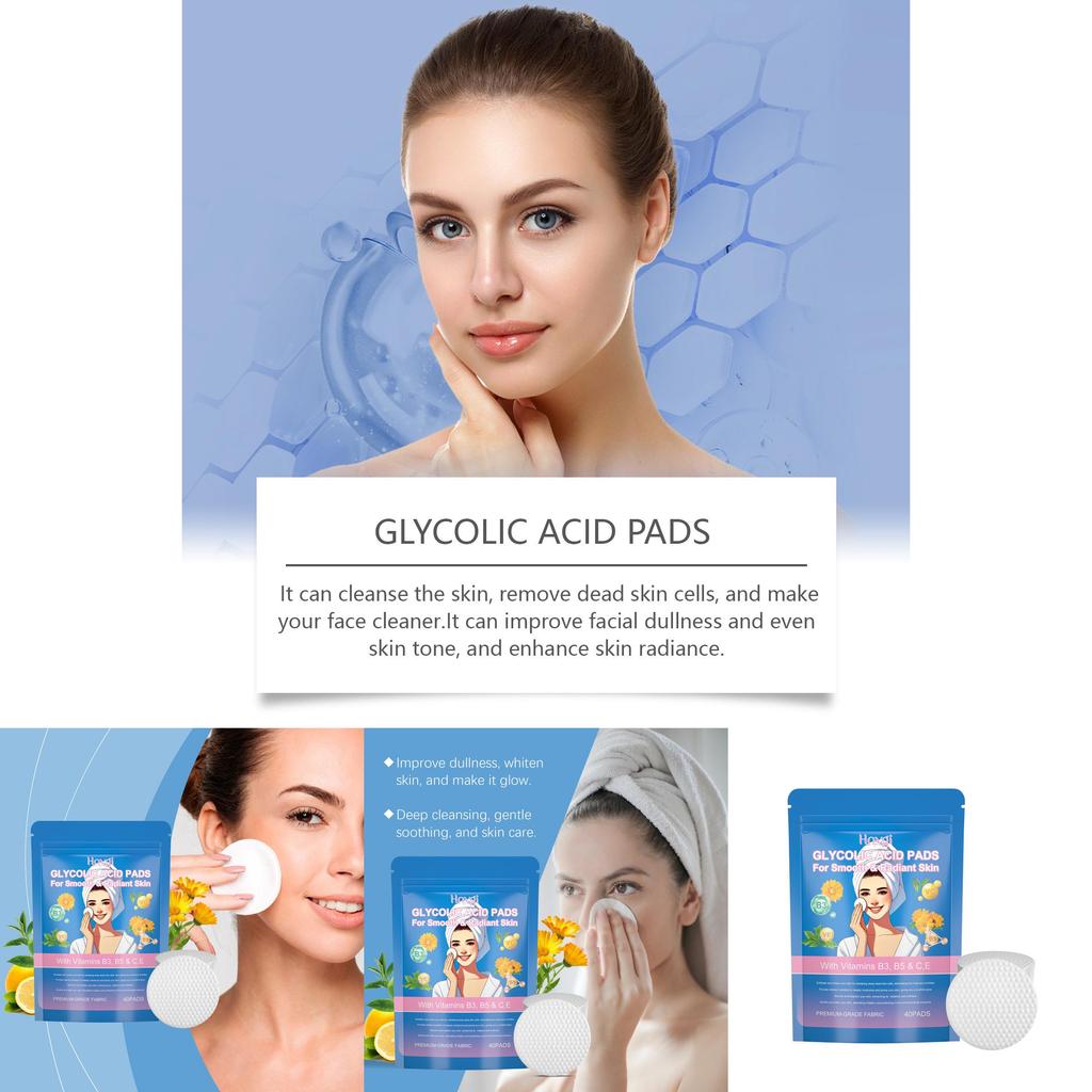 Hoygi Exfoliating Glycolic Acid Facial Pads For Deep Pore Cleansing And Nourishing Skin