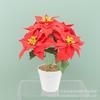 Artificial Poinsettia Silk Flower 5-Head Christmas Decor Home Holiday Party Wedding