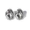 Round Irregular Stone-Shaped Pleated Gold Stainless Steel Stud Earrings for Women Vintage Korean Design Studs Jewelry Set