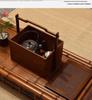 Retro Bamboo Woven Basket for Tea Set Storage | Bamboo Handle Food Container | Chinese Gongfu Tea Storage Box