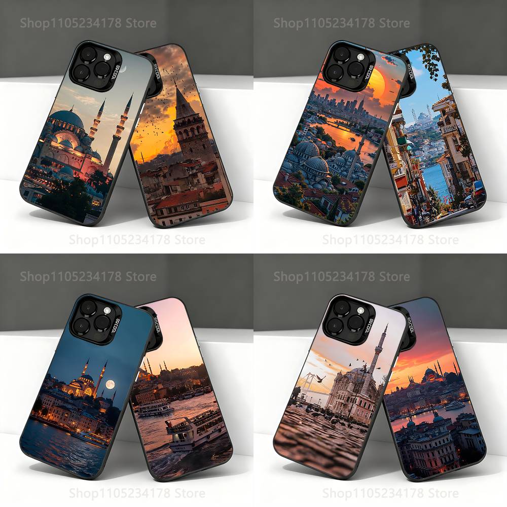 Turkey Istanbul Scenery Phone Case For iPhone 17,16,15,14,13,12,11,Pro,Max,Plus,E,Air,Mini Black IMD Cover