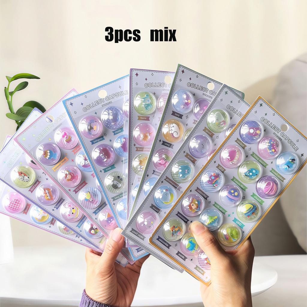 New DIY 3D Capsule Crystal Stickers - Kawaii Embossed Relief Decals, Scrapbooking Journal Cute Stationery for Children’s Toy