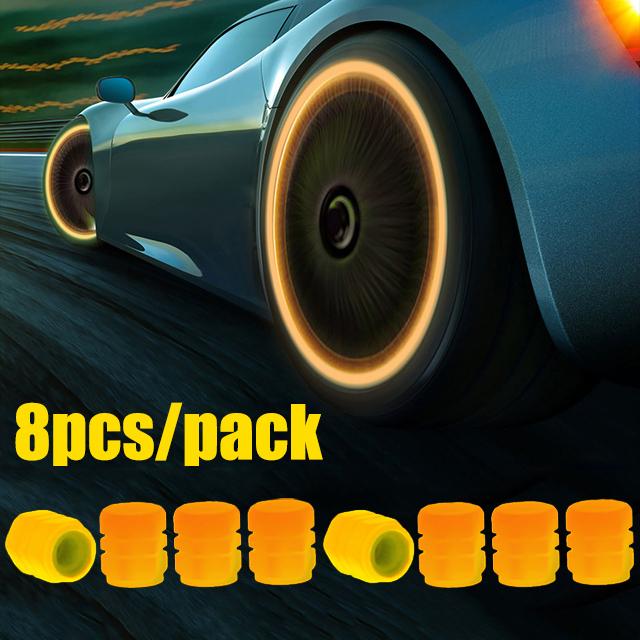Luminous Valve Caps Car Tire Fluorescent Tyre Valve Stem Decor Luminous Cap Night Glowing Wheel Hub Nozzle Valve Caps Valve Stems 1
