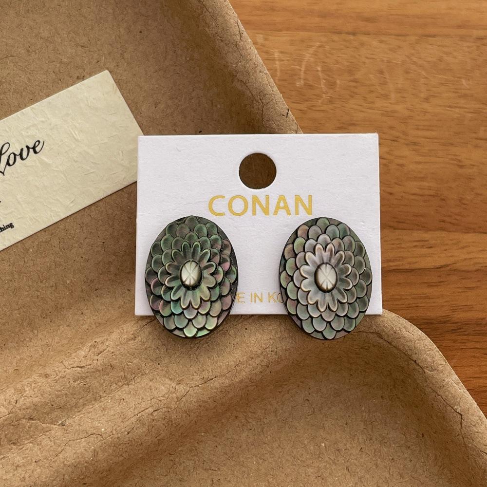 Oval Earrings Retro Style Geometric Luxury Daily Ear Jewelry